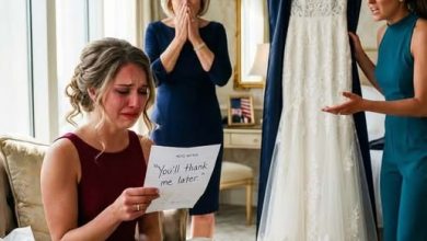 Photo of I unzipped my wedding dress bag on the morning of the ceremony and found something I had never chosen: a larger, puffier dress covered in rhinestones. Then I noticed the note pinned inside. It said only, “You’ll thank me later. — Judith,” and suddenly nothing felt right.