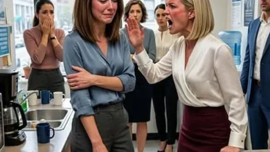 Photo of Disguised and working secretly at my husband’s company, I made one simple move at lunch—I picked up his water and took a drink. His secretary instantly exploded, slapped me in front of everyone, and yelled, “How dare you drink my husband’s water?”