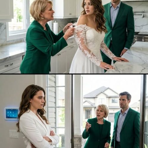 When my mother-in-law tore my white dress in the middle of my kitchen, she screamed, “My son pays for everything in this house!” My husband stood beside her and said nothing.