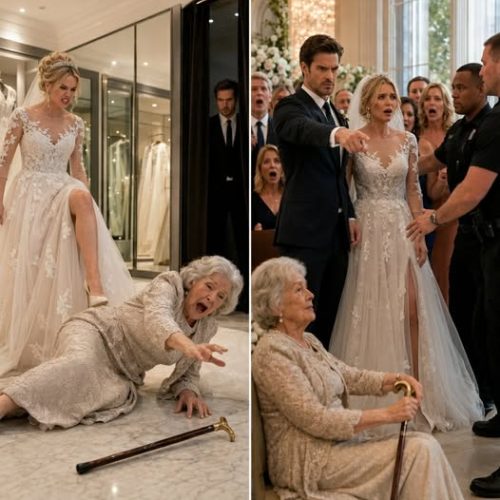 During her VIP wedding dress fitting, I caught my fiancée kicking my mother’s cane away. “Pick up my train, you clumsy old bat,” she hissed as my mother stumbled to the floor.