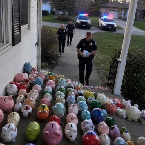 My 6-Year-Old Son Gave All His Savings to Help Our Elderly Neighbor – The Next Morning, Our Yard Was Filled with Piggy Banks, and Patrol Cars Were Everywhere