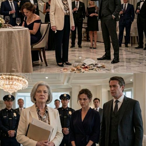 “If you want dinner, lick it off the floor!” My son-in-law mocked me after knocking my plate down, while making a toast at dinner. I stood up, adjusted my coat, and said three words that left him completely terrified!