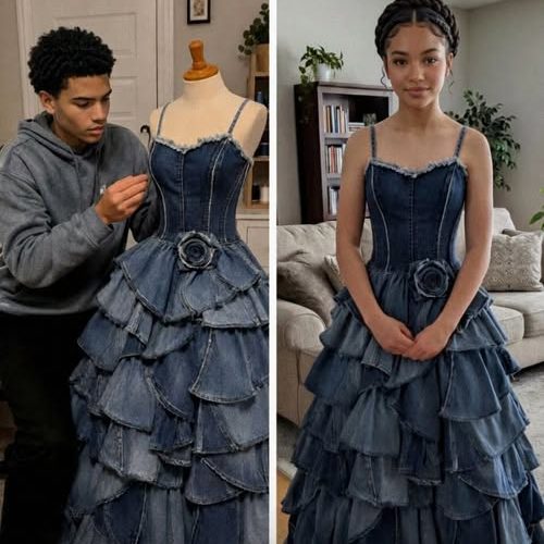 My stepmom refused to pay for my prom dress, so my brother made one from our late mom’s old jeans but when I walked into prom, her plan to embarrass me took a turn she never saw coming.