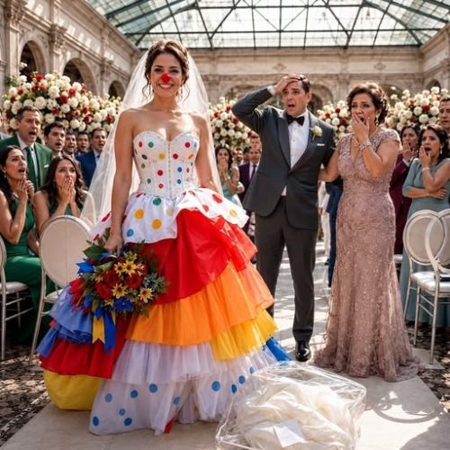 My mother-in-law hid my wedding dress and left me a clown costume along with a note that read, “Know your place”; in front of 200 guests, I put it on, took my father’s hand, and walked down the aisle