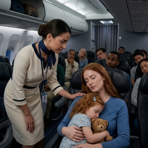A Single Mother Was Sleeping in Seat 8A—Until the Captain Announced, “Is There a Fighter Pilot on Board?”