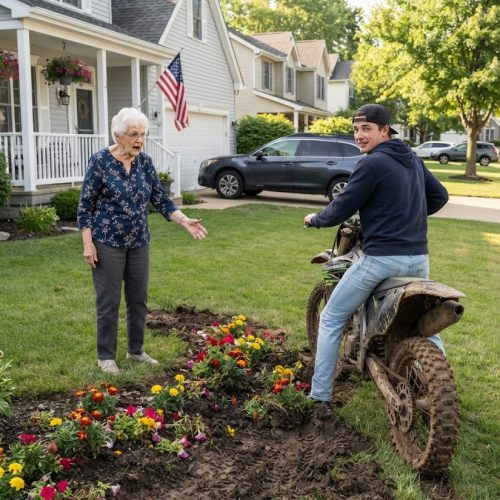 My Neighbor Ripped Up My Lawn With His Motorcycle and Acted Like It Was No Big Deal — The Next Morning, a Little “Surprise” Was Waiting for Him.