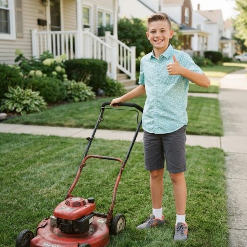 My 12-Year-Old Son Spent the Summer Mowing Lawns for Elderly Neighbors for Free – After His Final Job, Two Patrol Cars Arrived Outside Our House, and What Happened Next Left My Hands Trembling