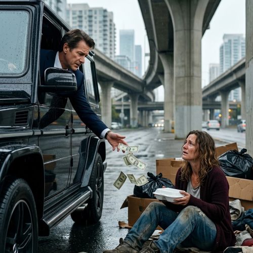 I Returned to Town in My Luxury SUV and Spotted My Ex-Wife Searching for Bottles in the Trash Beneath a Bridge. I Rolled Down the Window and Tossed $500