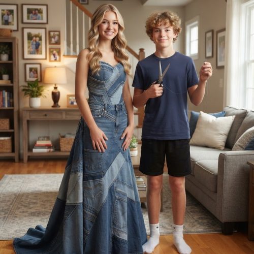 My Stepmom Wouldn’t Give Me Money for a Prom Dress, So My Brother Sewed One From Our Late Mom’s Collection of Jeans—and What Happened Next Left Her Speechless