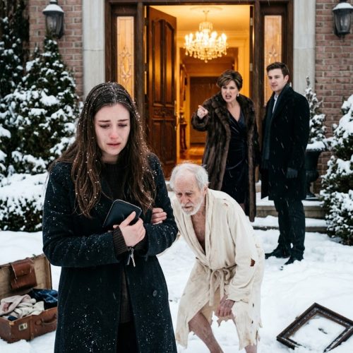 My Stepmother Screamed, “Throw That Old Man Out of My House! I’m Sick of Dealing With Both of You!” Then My Stepbrother Forced My Sick Father and Me Into the Freezing Snow. They Thought We Had Nowhere to Go. But Seven Days Later, Everything Changed…